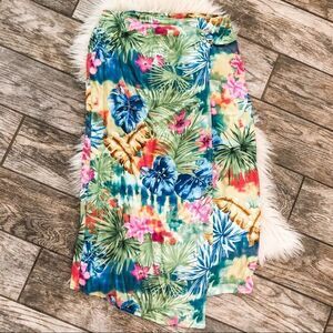 Nancy Bolen Tropical Faux Wrap Silk Skirt M